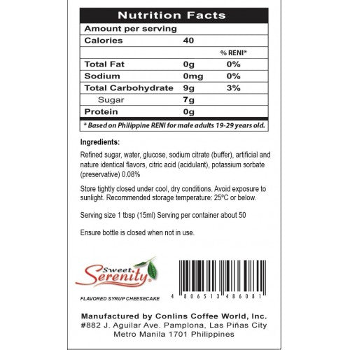 Cheesecake Flavored Syrup