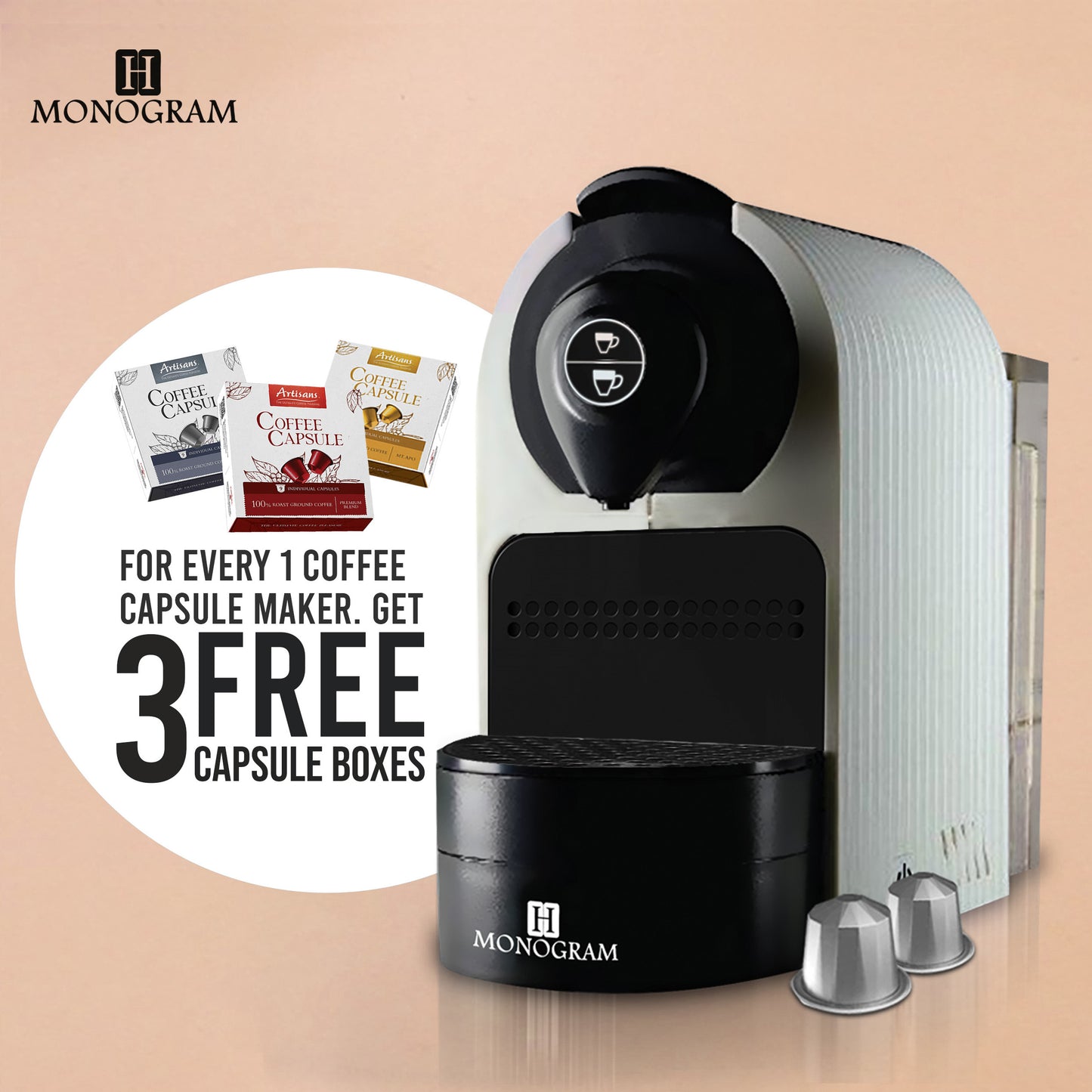 Monogram CM-6102 + 3 FREE Coffee Capsules